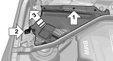 2. Pull up the holder, arrow 2.