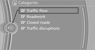 Traffic bulletins of the selected category are displayed