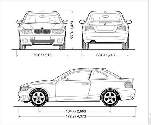 All dimensions given in inches/mm. Smallest turning circle dia.: 35.1 ft/10.7