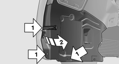 2. Pull off the bulb connector, arrow 1.