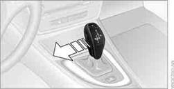 Push selector lever toward the left from the selector lever position D, the Sport