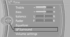 When surround is activated, multi-channel playback is simulated when playing