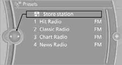 4.  Select the desired memory location. The list of stored stations is stored