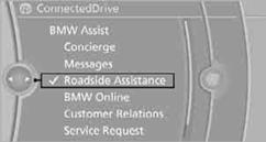 Starting BMW Roadside Assistance with BMW Assist or BMW TeleServices