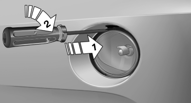 2. Turn the screwdriver by 90°, arrow 2.